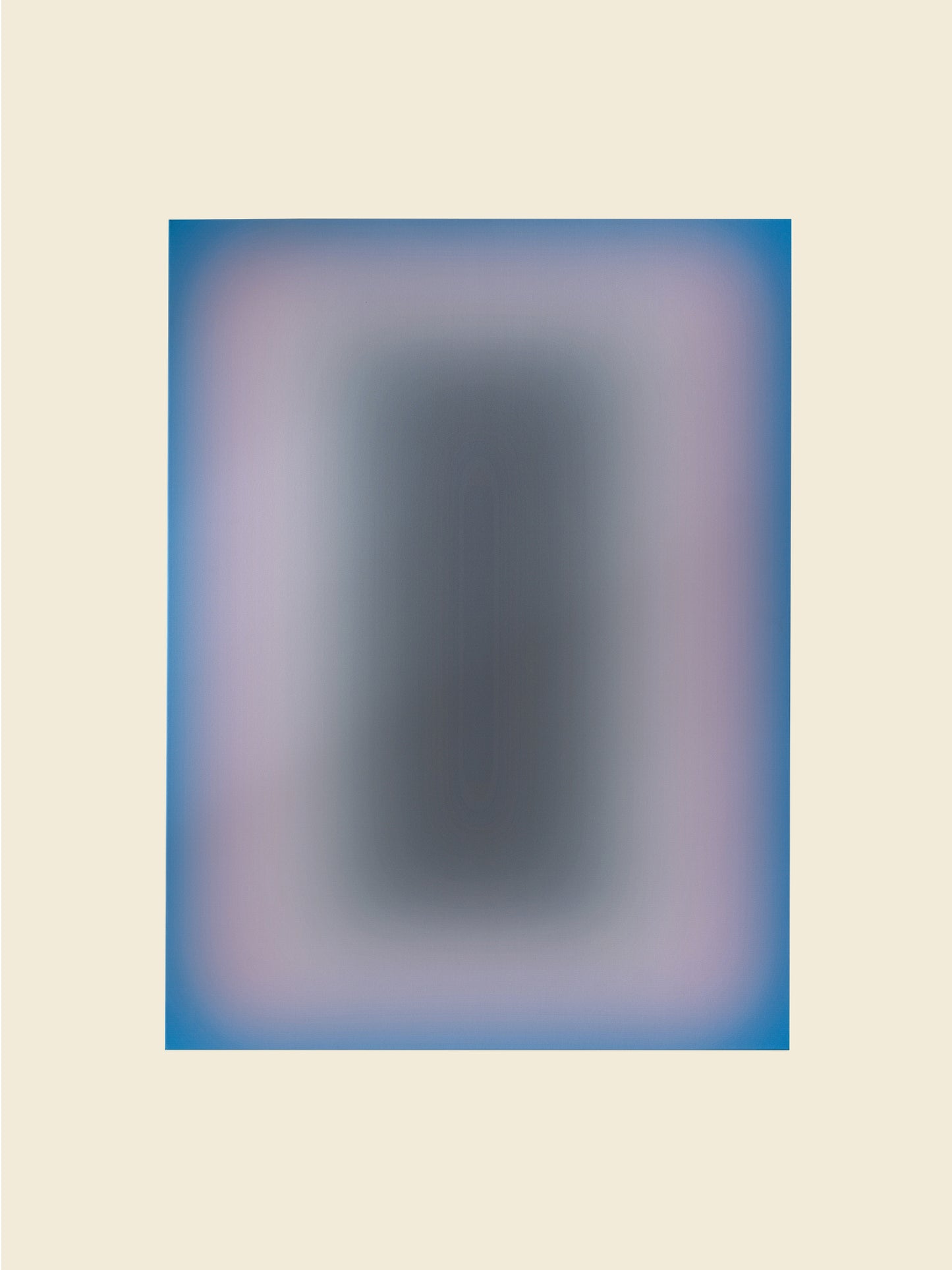 Fine art print titled Blue Aura Gradient, featuring a soft gradient of vivid blue tones surrounding a dark central core.