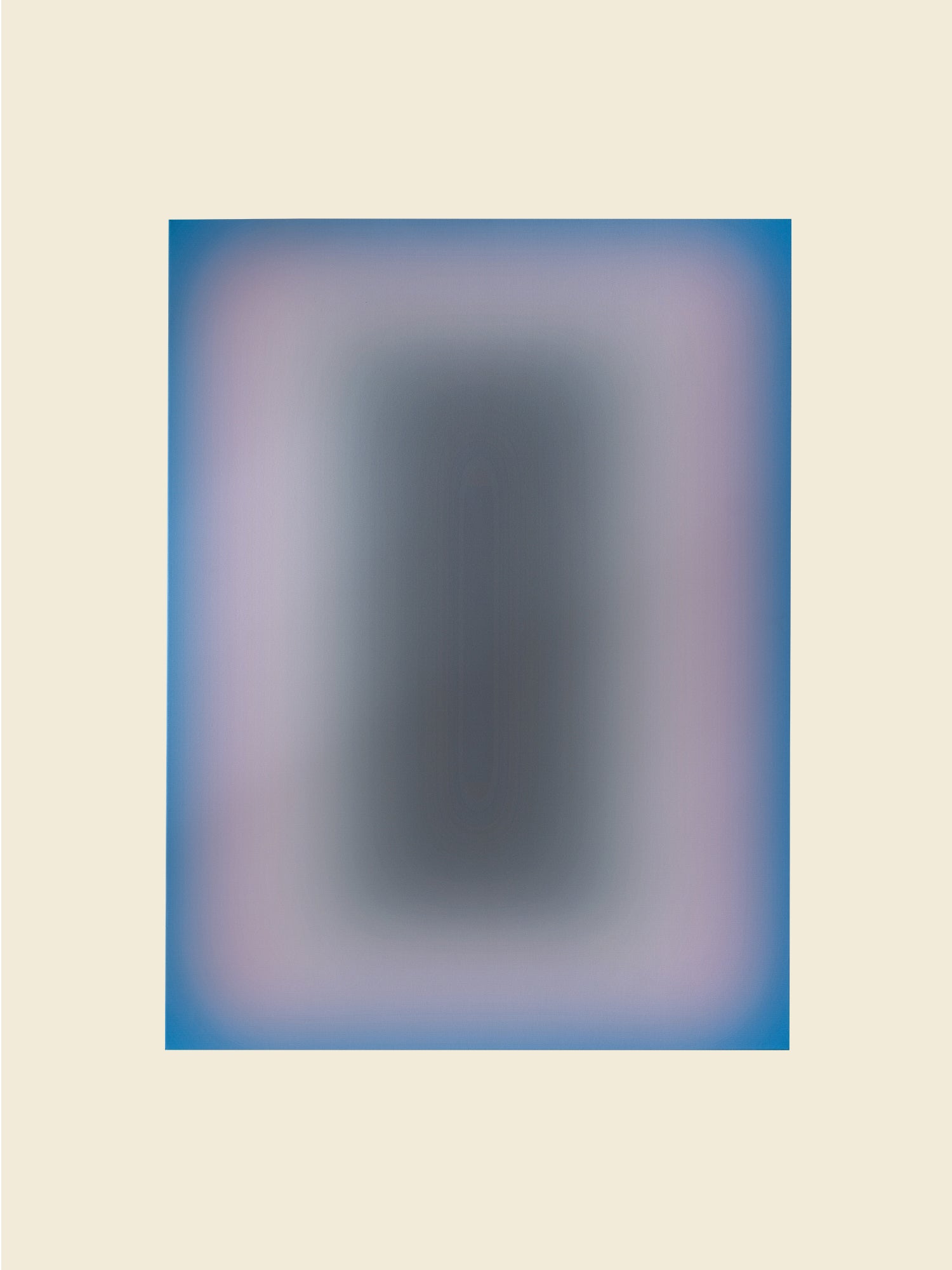 Fine art print titled Blue Aura Gradient, featuring a soft gradient of vivid blue tones surrounding a dark central core.