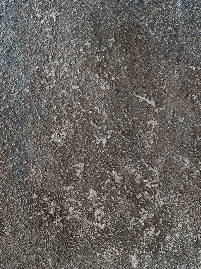 Abstract acrylic painting titled Midnight Ridge, featuring textured ridges in grey tones fading into deep midnight blue and black.