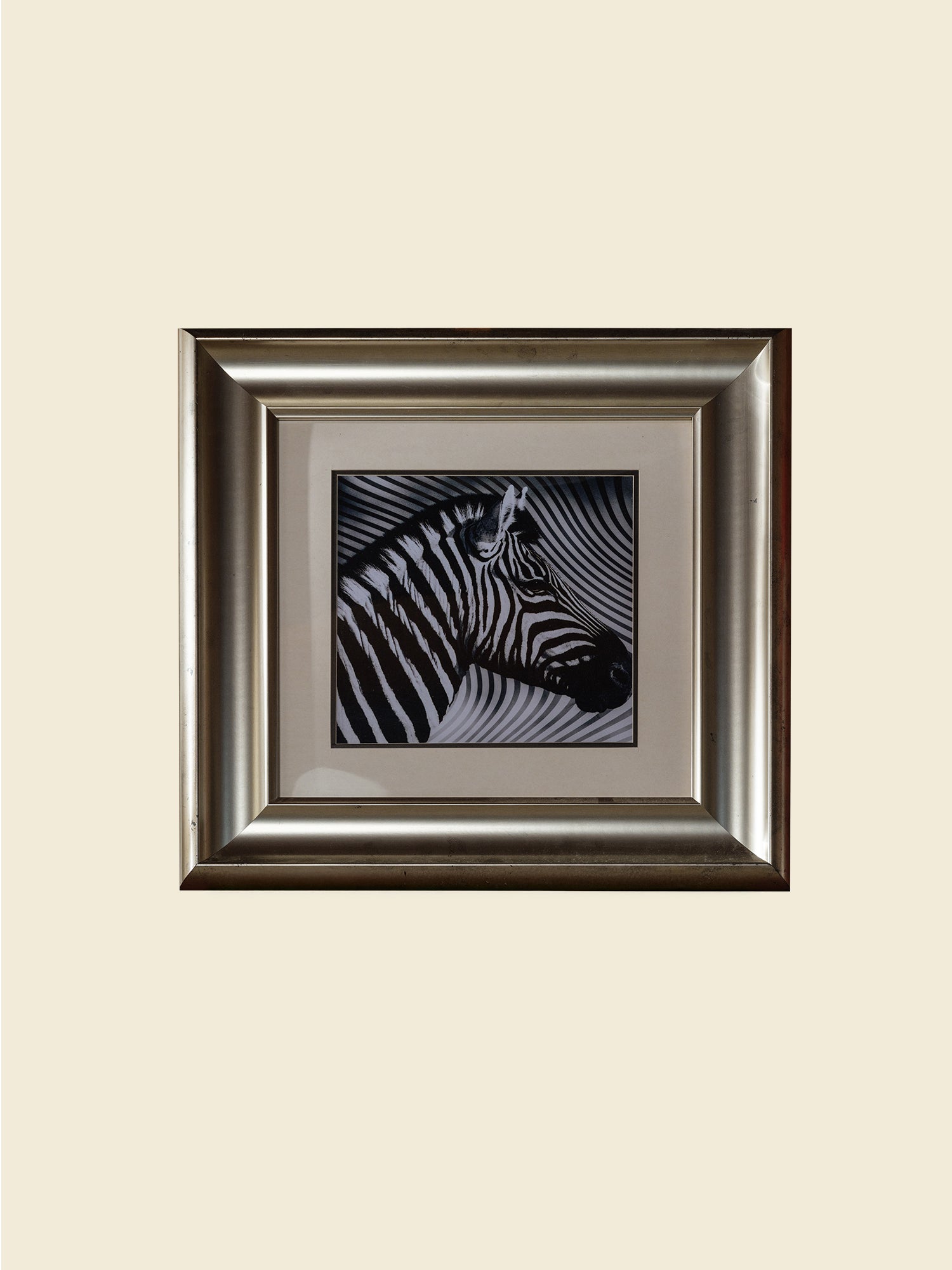 Fine art prints titled Zebra Pair, featuring two framed black and white zebra portraits with bold stripes, sold together as a pair.